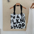 Trendy Letter Graphic Knit Shoulder Tote Bag 6W10BBG1790