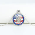 Retro USA Flag Pattern Round Pendant Chain Necklace 8ZA6JNC278T