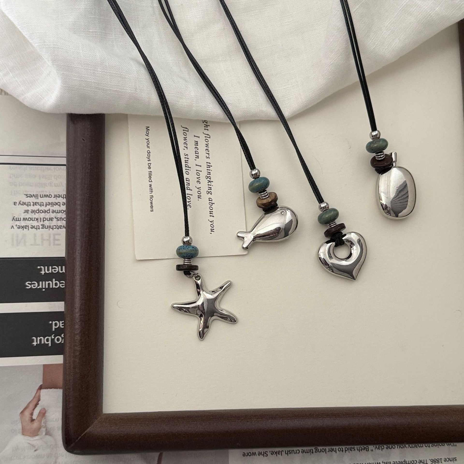 Natural Stones Metal Heart Pendant Necklace 6W6JNC687