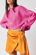 Solid Round Neck Sweater - DippedShop Wholesale - #2883