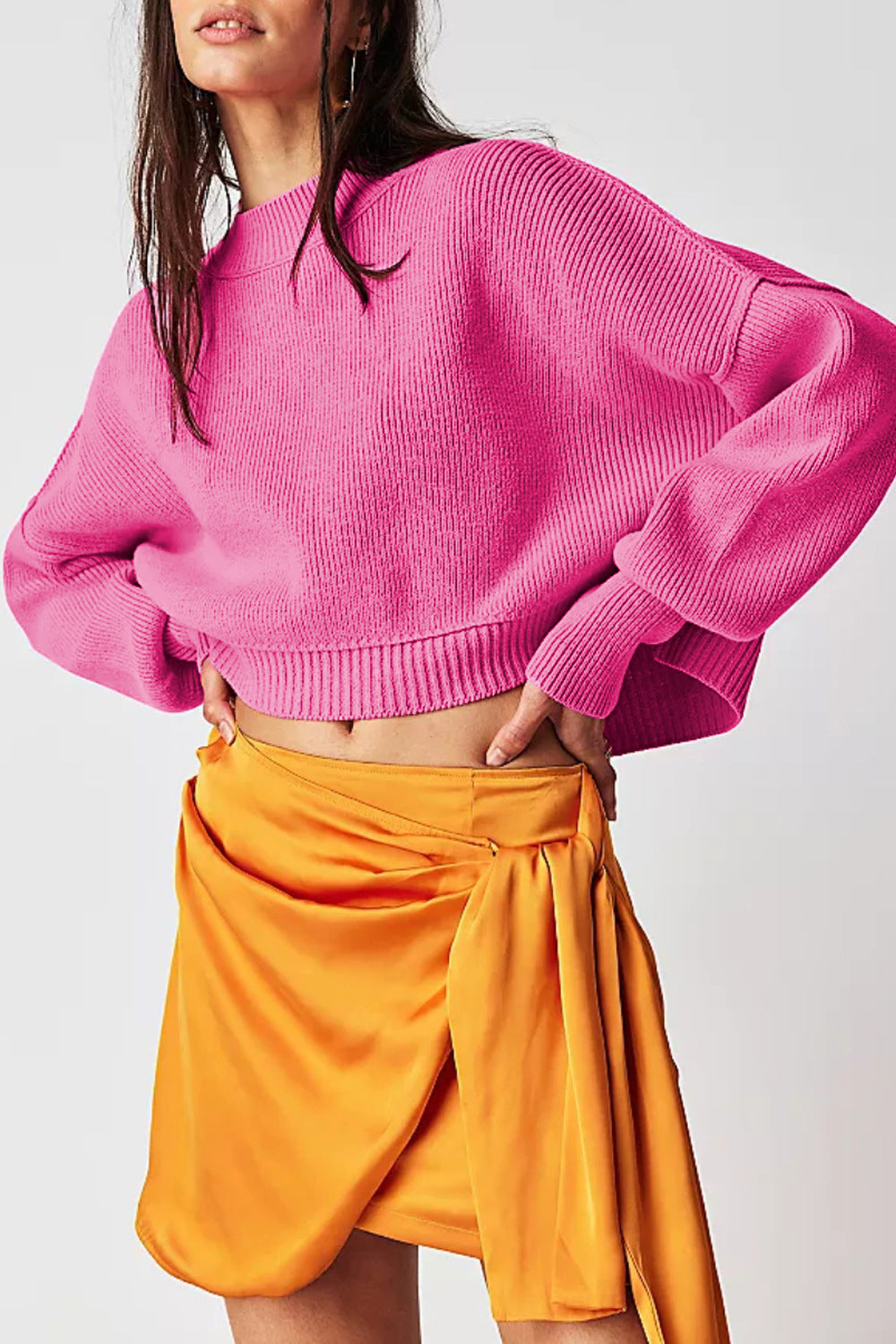 Solid Round Neck Sweater - DippedShop Wholesale - #2883