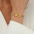 Stylish Gold Plated Heart Floral Pendant Bracelets 6W6JNC636