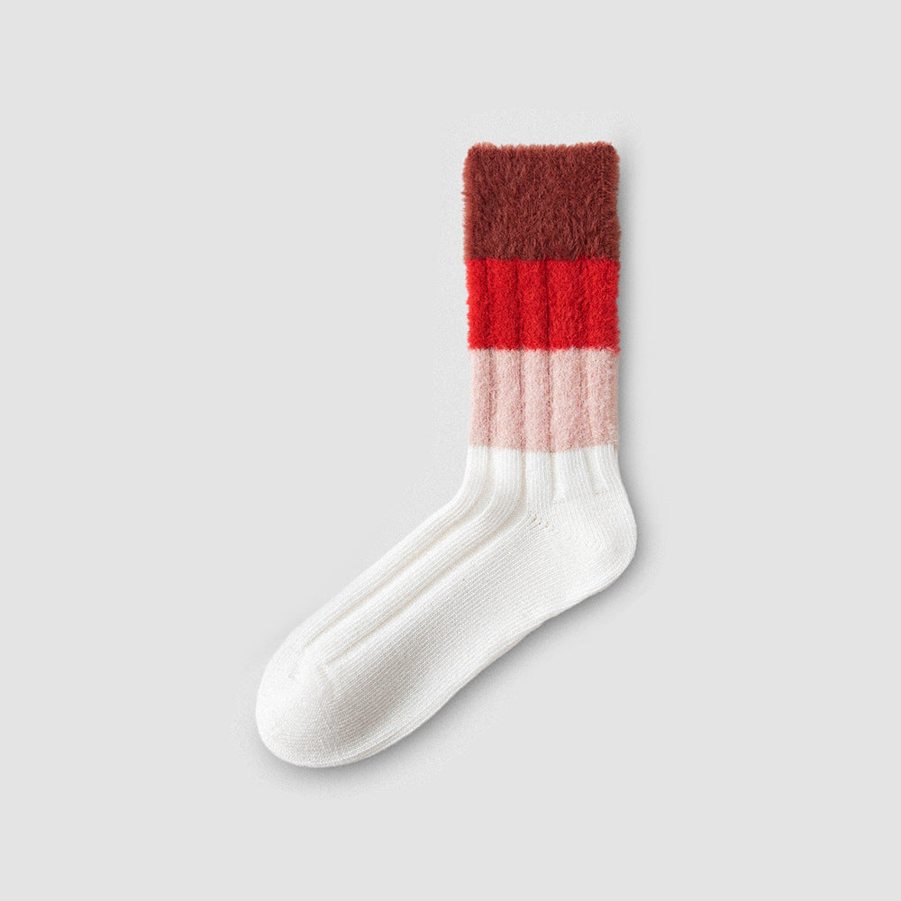 Plush Striped Crew Socks - DippedShop Wholesale - #1619
