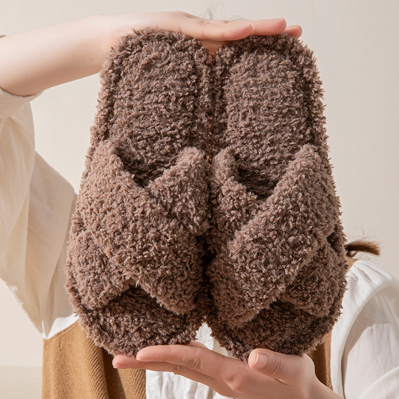 Cross Band Wool Slippers - DippedShop Wholesale - #4067