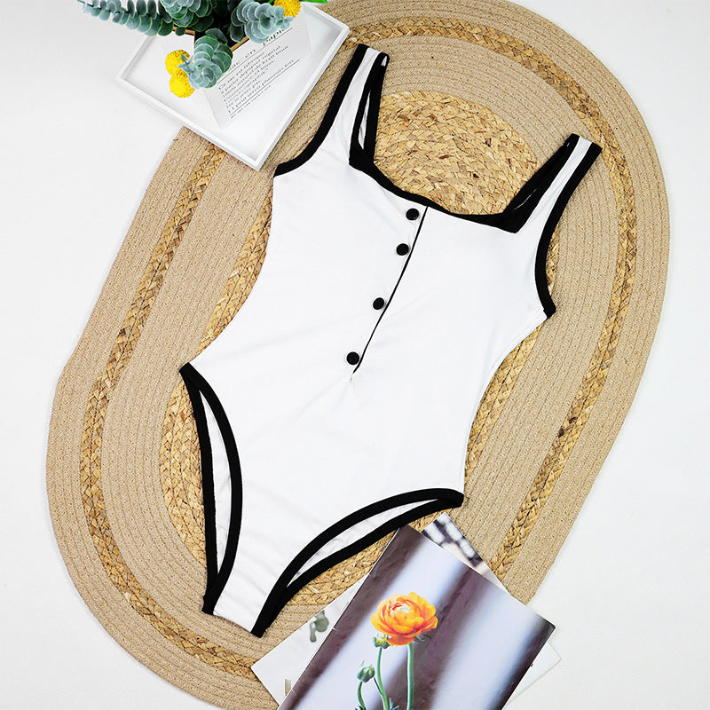 Minimalist Color Contrast Swimsuit - DippedShop Wholesale - #6291
