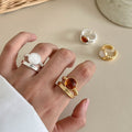 Gold Plated Natural Stone Open - DippedShop Wholesale - #3267