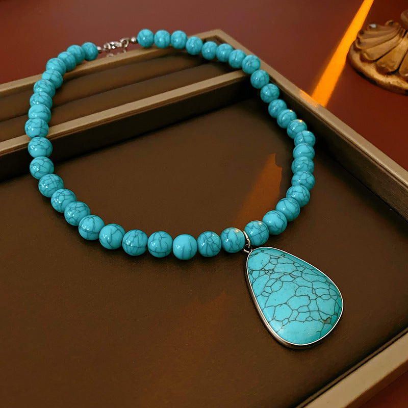 Boho Style Droplet Pendant Beads Choker Necklace 6W6JNC965
