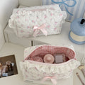 Lace Trim Floral Cosmetic Bag - DippedShop Wholesale - #9155