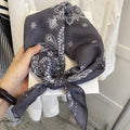 Chic Floral Print Square Silk Scarf 6W6NSI189