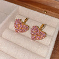 Minimalist Heart Gold Plated Cubic Zirconia Hoop Earrings 6W6JER719