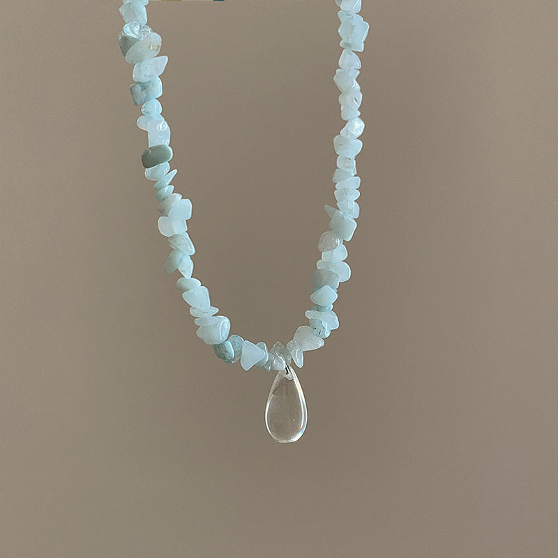 Boho Irregular Natural Stone Beaded Chain Necklace 6W6JNC444