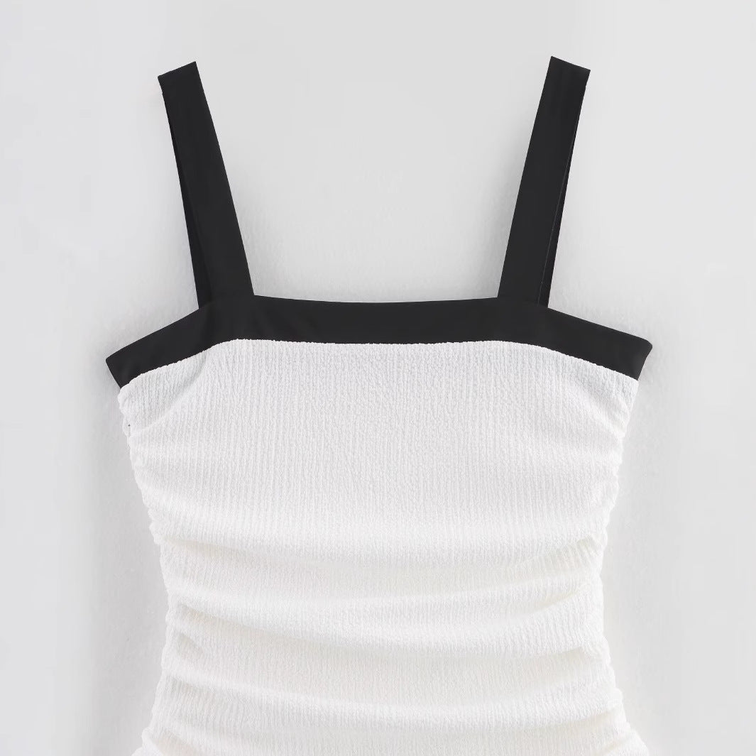 Elegant Ruffle Pleated Strap Sleevless Mini Dress DP25D433