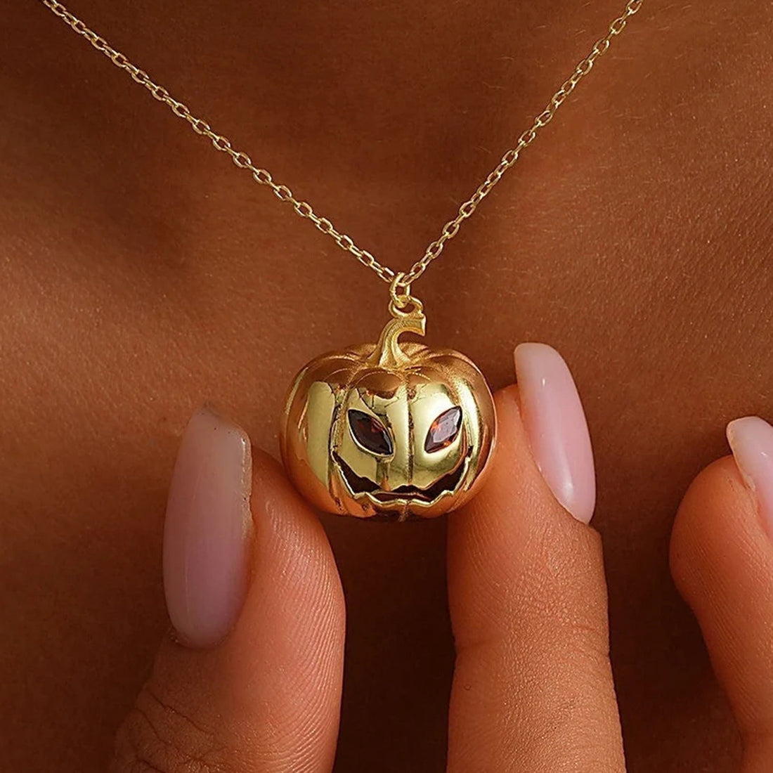 Halloween Spooky Rhinestone Pumpkin Necklace DP25G424