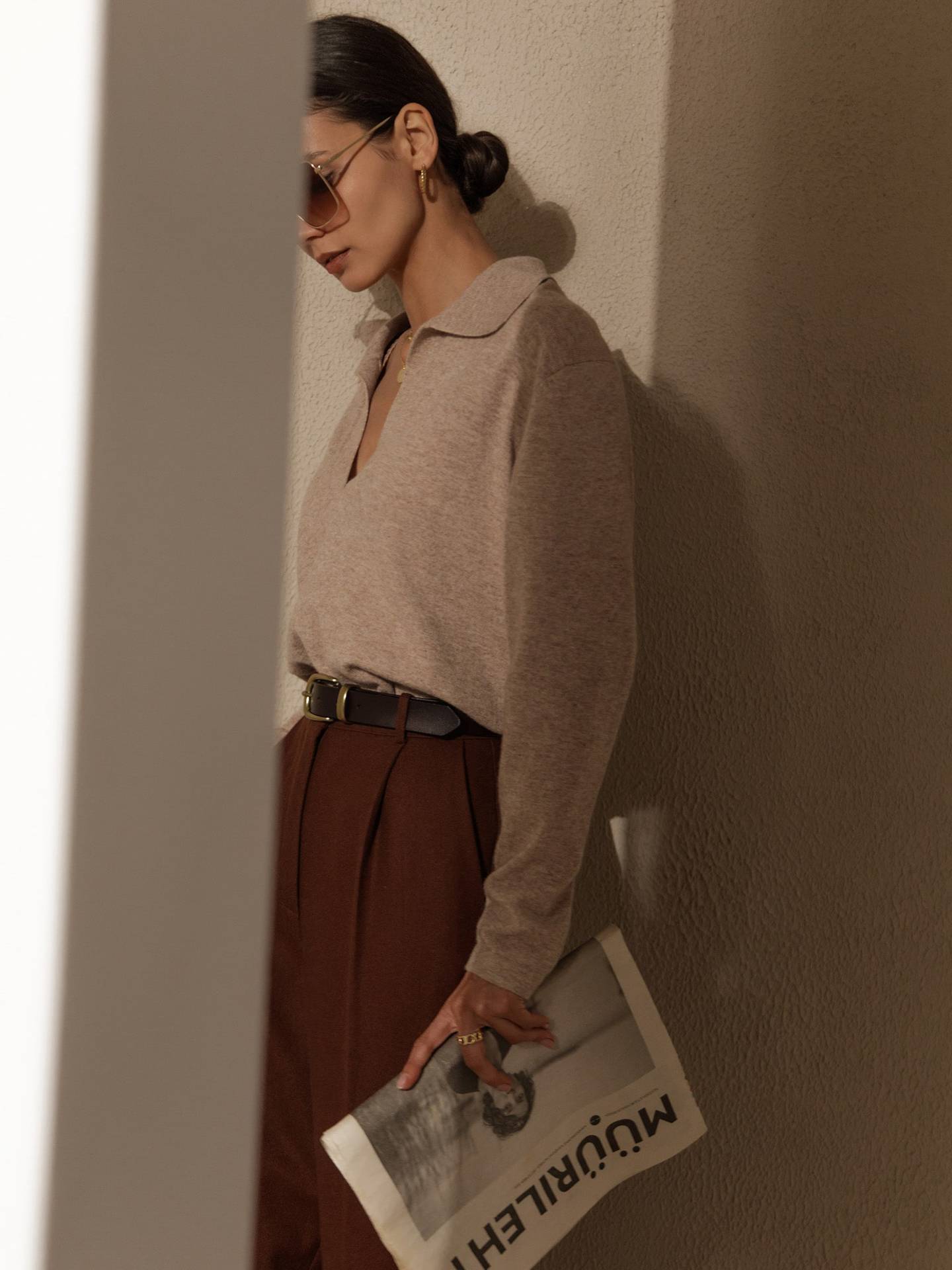 Lapel V-Neck Sweater - DippedShop Wholesale - #1555