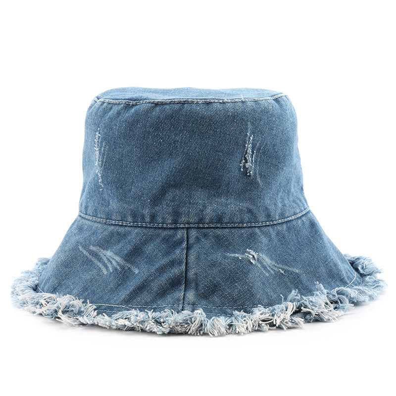 Solid Color Washed Ripped Bucket Hat DP25E974