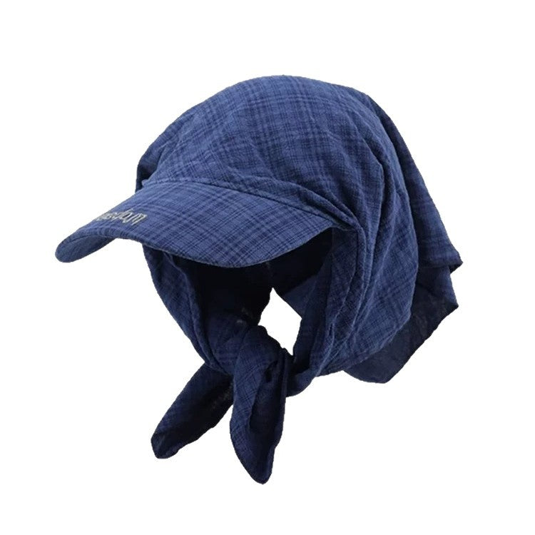 Vintage Letter Embroidery Plaid Scarf Baseball Cap 8BK6HAT186L