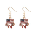 Retro Gold Plated USA Flag Pendant Hook Earrings 8ZA6JER305L