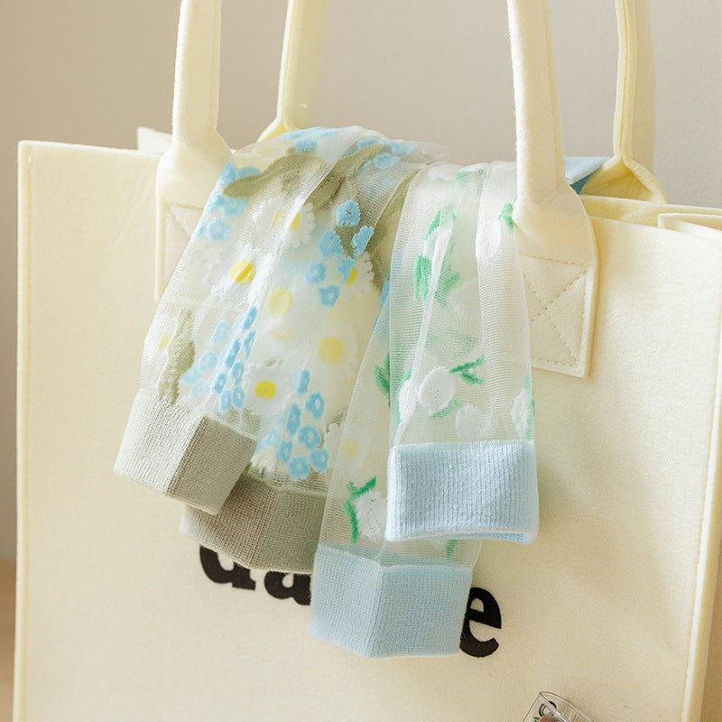 Flower Transparent Mesh Thin Socks DP25C823