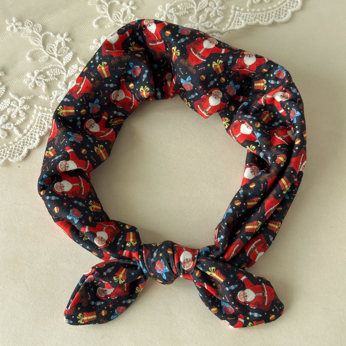 Christmas Print Bunny Ears Elastic Hair Band 6W6HBD362
