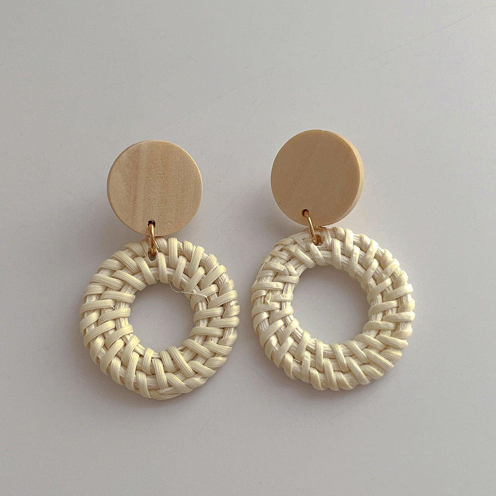 Wooden Vintage Rattan Elegant Earrings DPJE1802