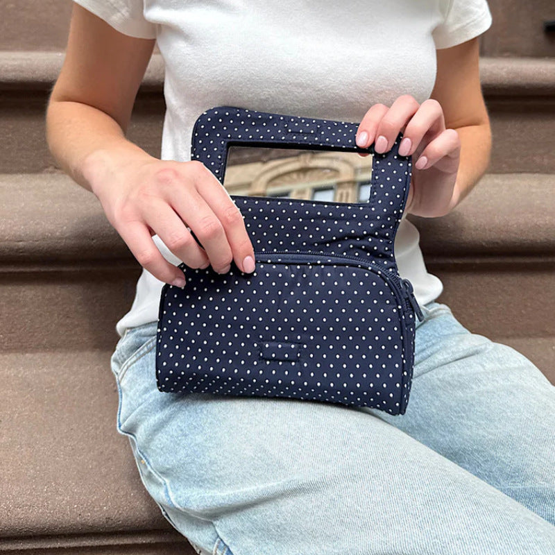 Cute Striped Print with Mirror Makeup Bag MK2BW6S10BOB82