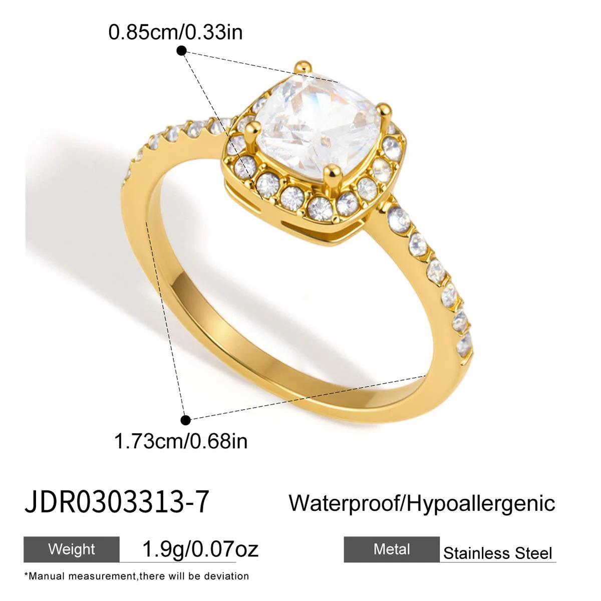 Square Cubic Zirconia Ring - DippedShop Wholesale - #3459