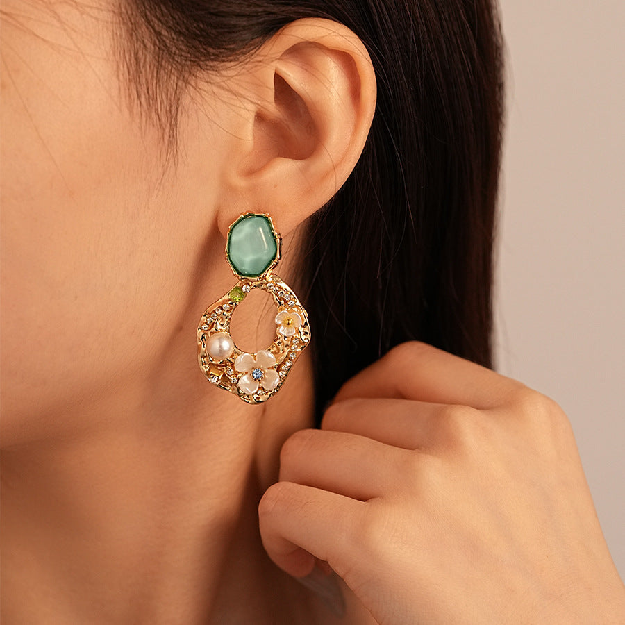 Sparkling Rhinestone Pearl Earrings - DippedShop Wholesale - #9299