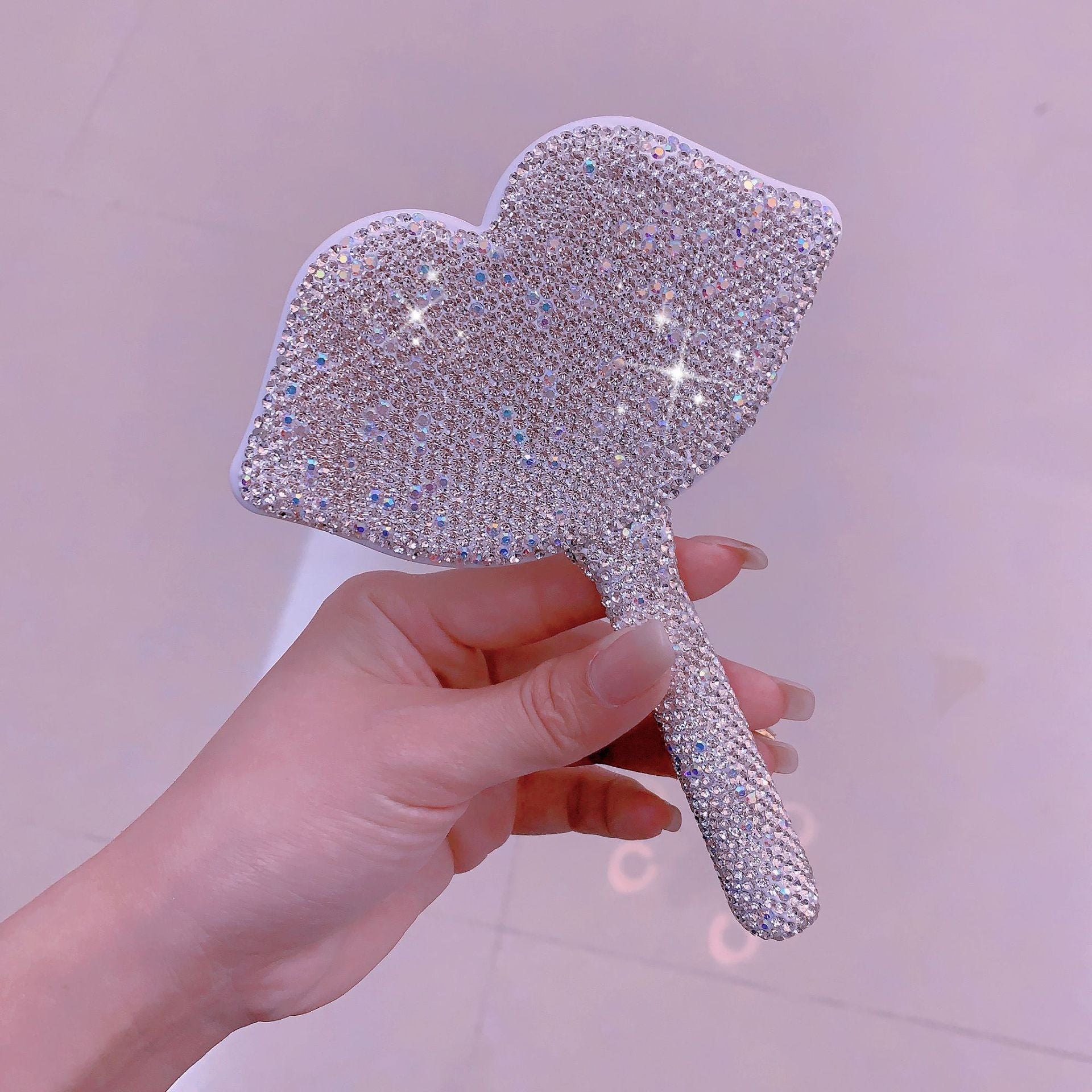 Sparkly Rhinestone Lip Shaped Handheld Mirror 6C5MR103