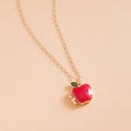 Cute Strawberry Pendant Rhinestone Locket Necklace 6W6JNC421L