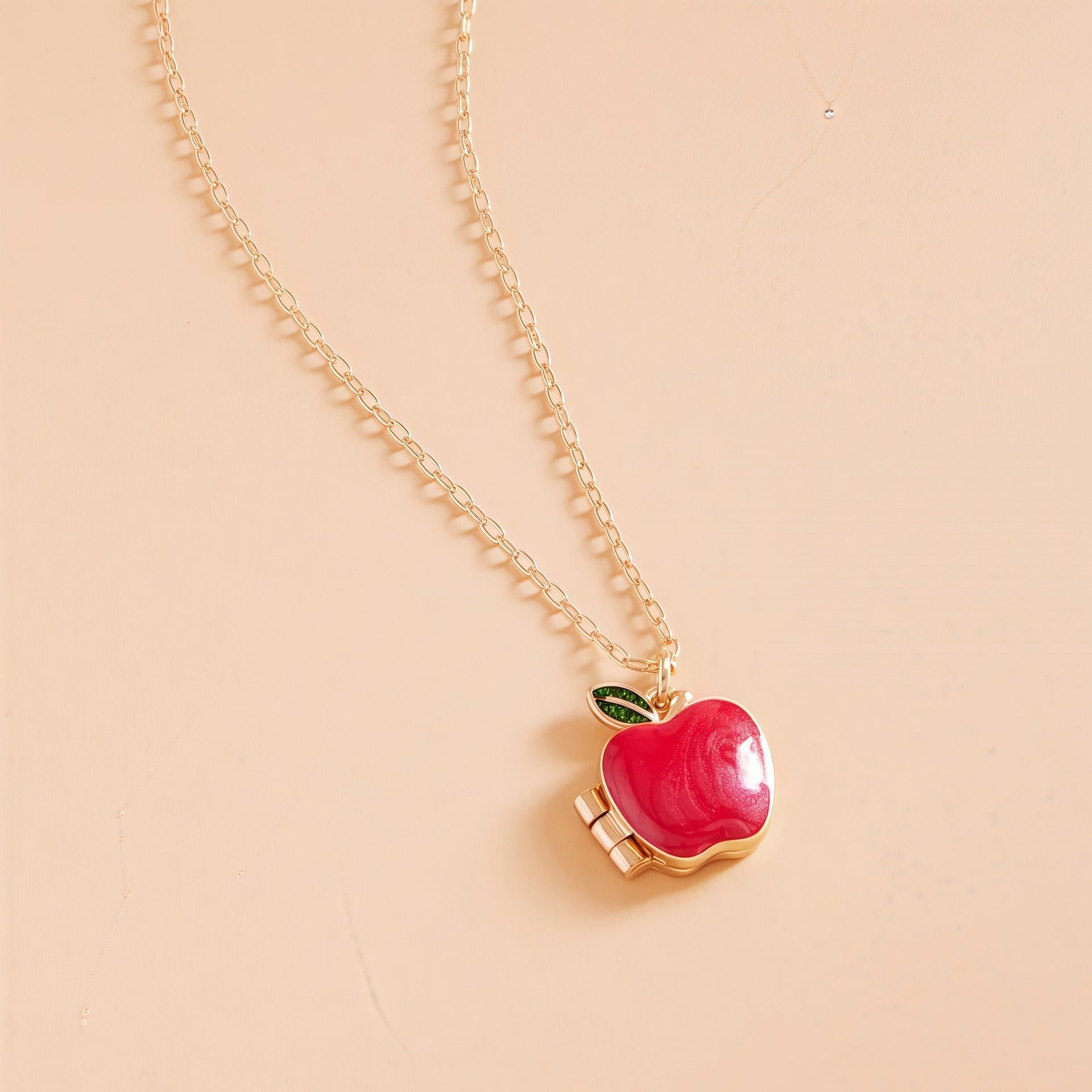 Cute Strawberry Pendant Rhinestone Locket Necklace 6W6JNC421L