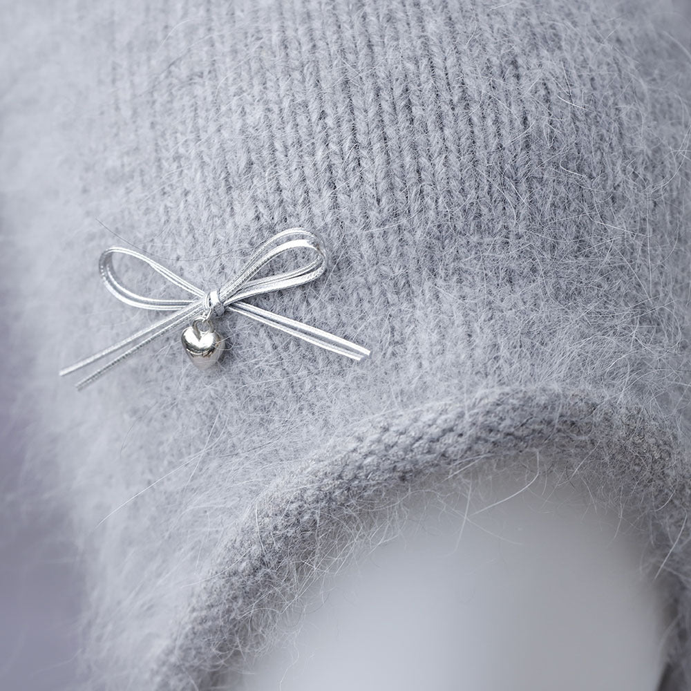 Cute Bowknot Pendant Angora Knit Beanie 6W6HAT706