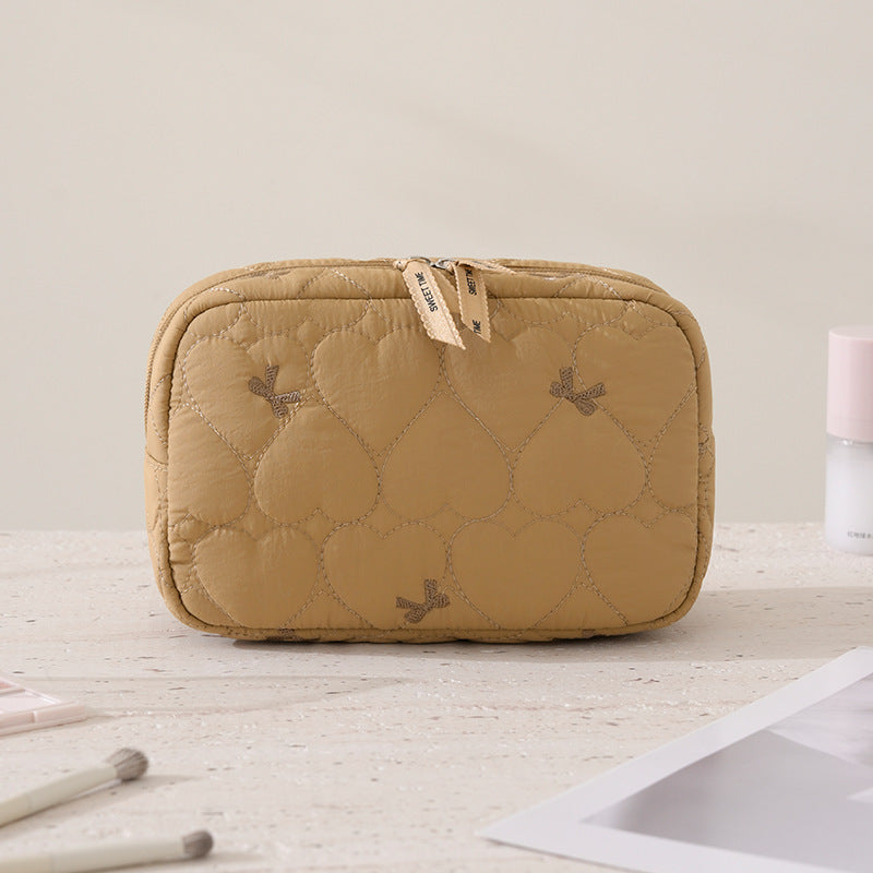 Minimalist Solid Color Quilt Shell Cosmetic Bag 6S5CO118