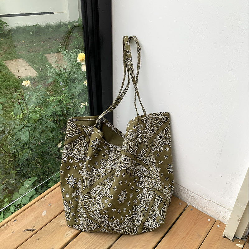 Retro Cashew Printing Canvas Large Capacity Handbag MK2BLW6W10BBG564