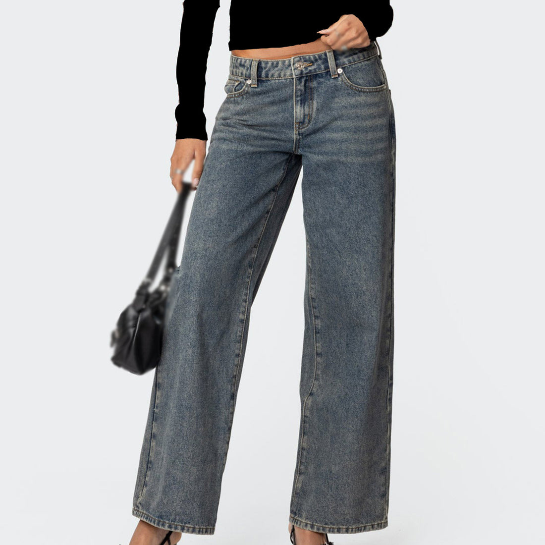 Vintage Heart Leopard Print Straight Leg Jeans DP25G916