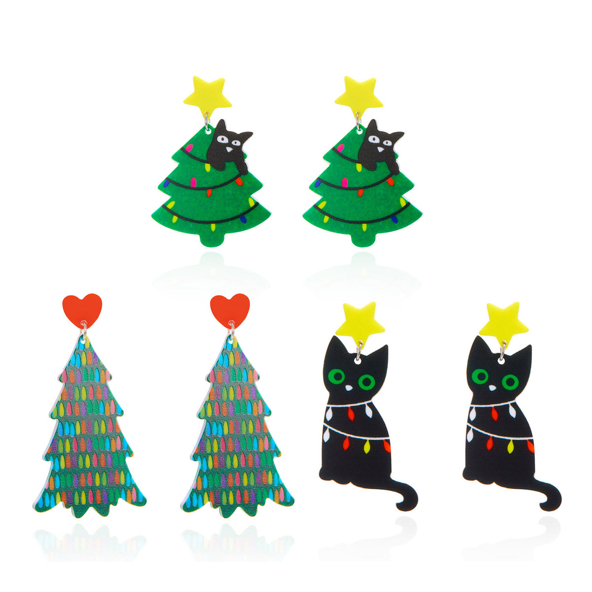 Cute Cartoon Mini Christmas Tree Stud Earrings 6W6JER684