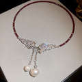 Stylish Irregular Cross Pearl Necklace 6W6JNC976