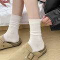 Casual Thin Breathable Solid Color Crew Socks 6W8FSO522