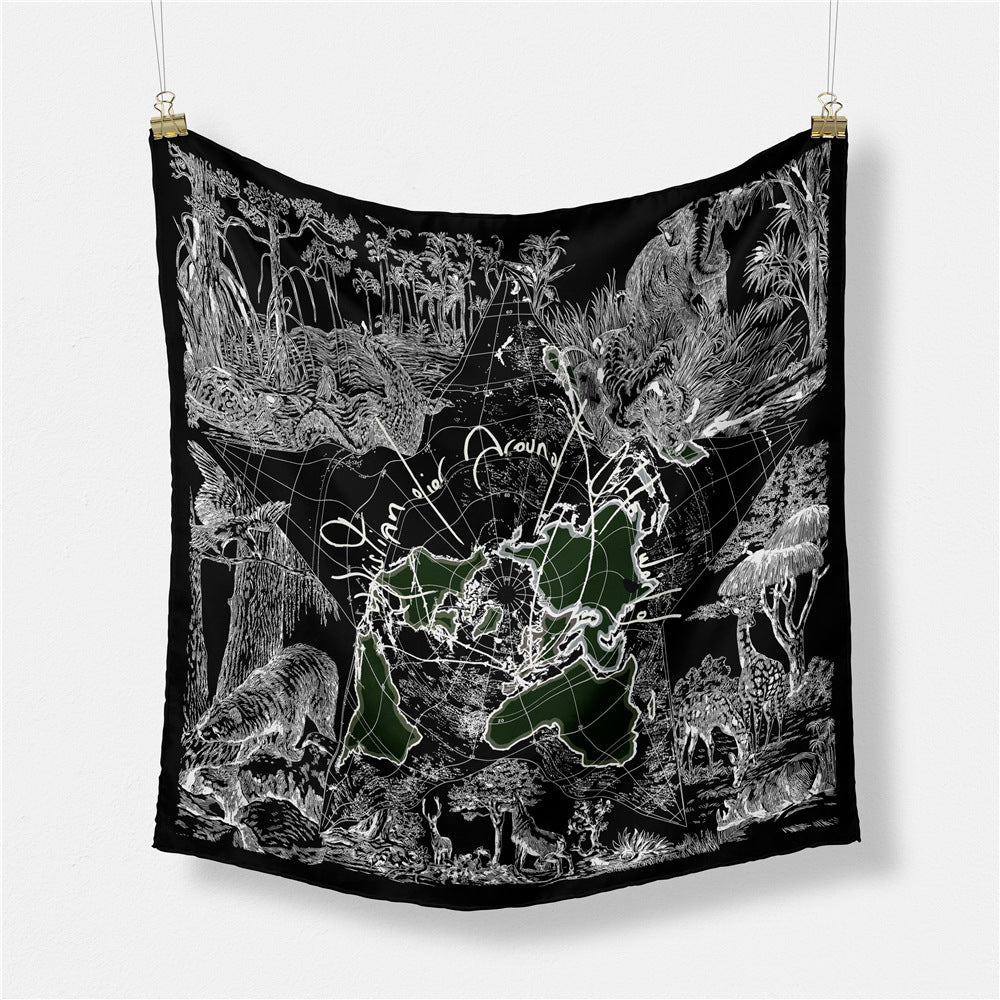 Fashion Abstract Print Versatile Square Silk Scarf 8BW6NSI14