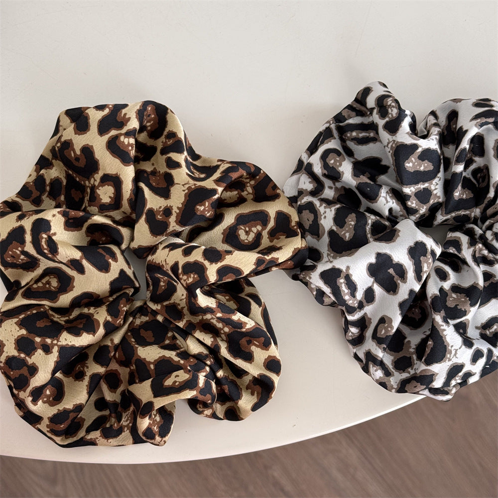 Vintage Leopard Print Satin Elastic Hair Scrunchies DP25F975