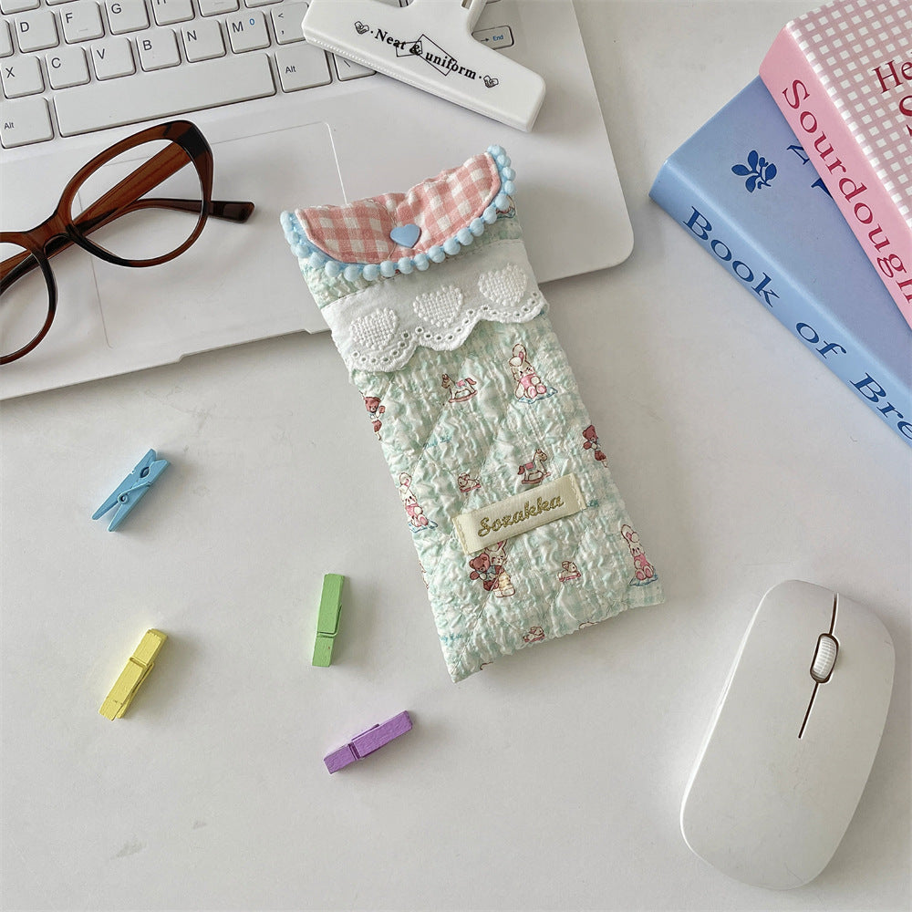 Cute Quilted Soft Puppy Print Sunglasses Case MK2BLC6W13HSY53