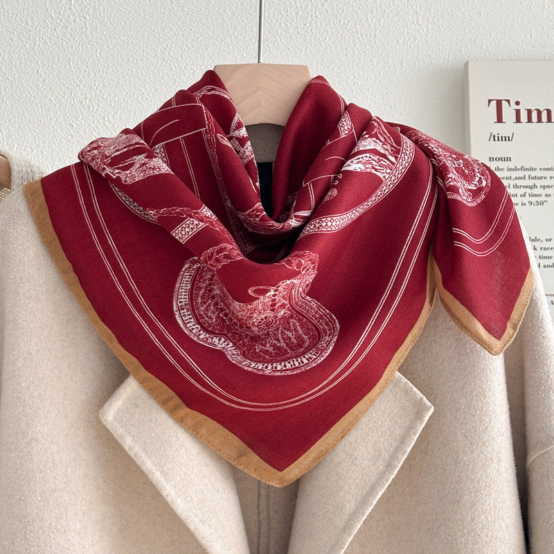 Stylish Letters Print Square Silk Scarf 6W6NSI199