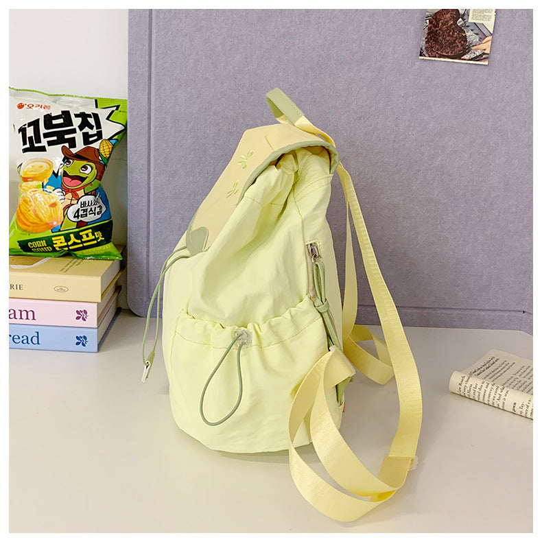 Cute Bowknot Embroidery Flap Drawstring Backpack 6S10BBG1447