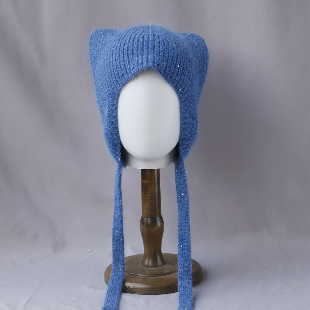 Cute Cat Ear Angora Knit Bonnet 6W6HAT690