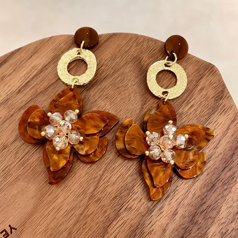 3D Floral Petal Drop Earrings - DippedShop Wholesale - #6979