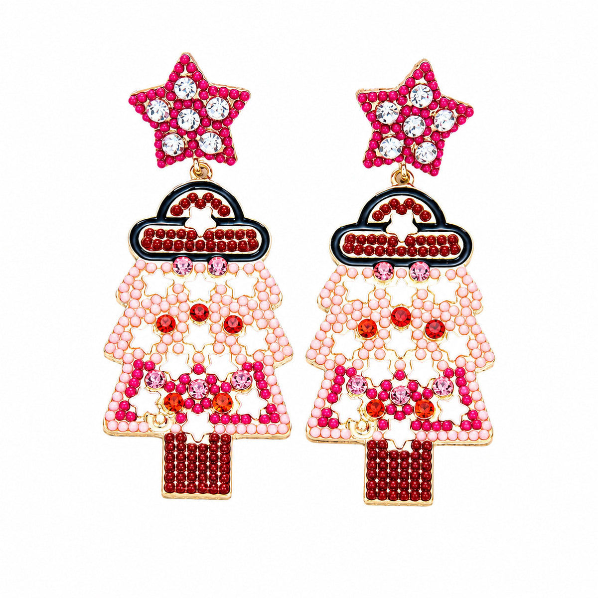 Chunky Sparkly Rhinestone Christmas Dangle Earrings 6W6JER680