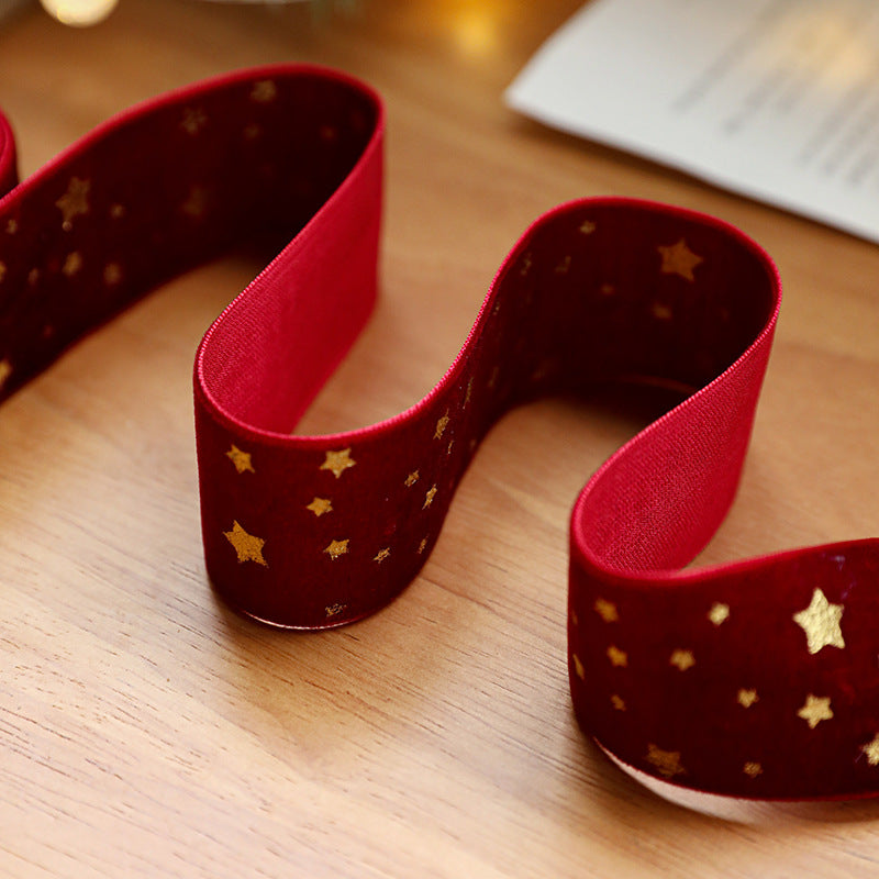 Christmas Velvet Gold Foil Bow Ribbon DP25G817