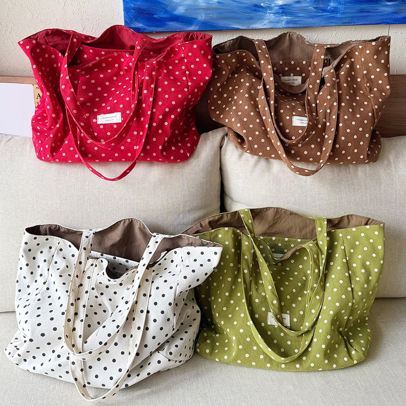 Simple Polka Dots Lightweight Canvas Tote Bag 6W10BBG2471