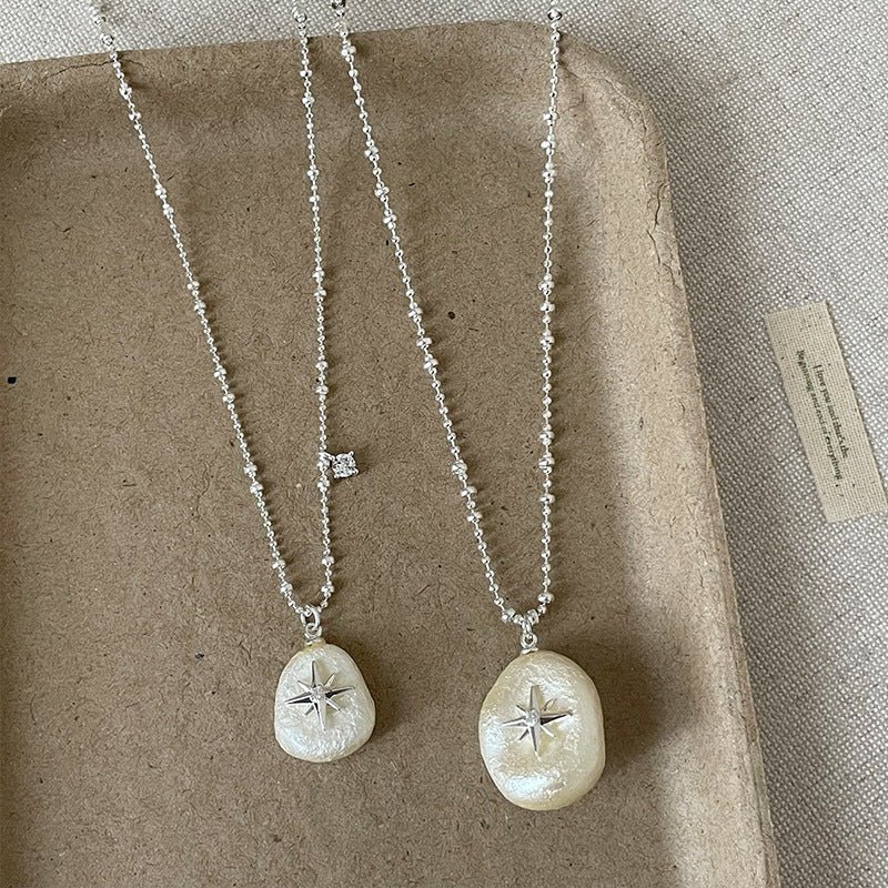 French Style Starburst Pearl Pendant Necklace 6W6JNC437