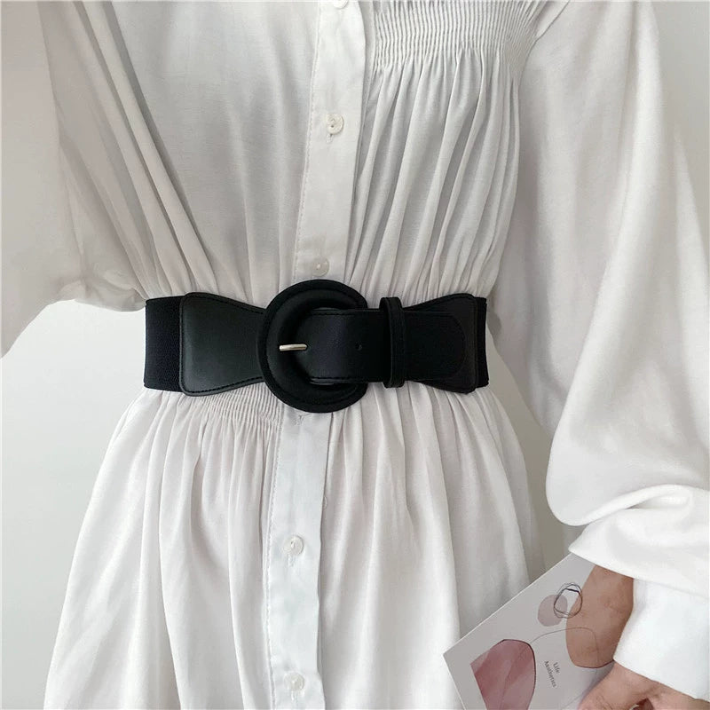 Vintage Black Stretchy Adjustable Wide Waist Belt DPWB2832