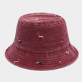 Casual Distressed Embroidery Packable Bucket Hat 8BK6HAT181L